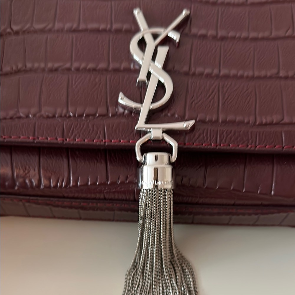 Yves Saint Laurent Burgundy Croc-Embossed Chain Bag YSL - MOVING SALE! - Picture 2 of 7